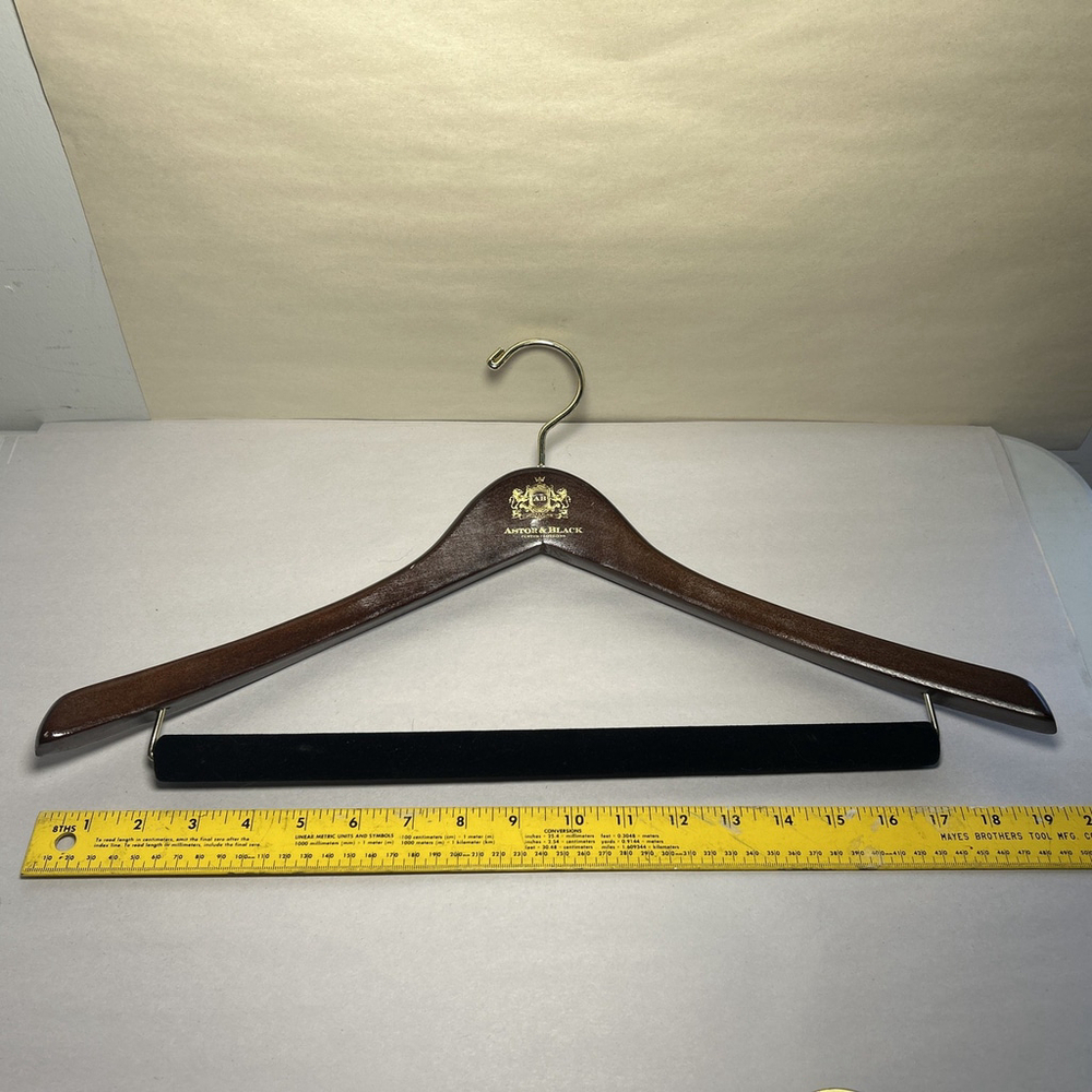 ASTOR & BLACK (3) Custom Clothiers Suit Jacket Pants Hanger FELT BAR Brass Hook - Picture 5 of 7